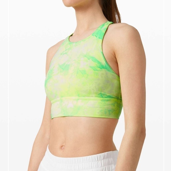 Lululemon Energy Bra High Neck Long Line Shibori 
Yellow Highlight Green size 6 - Picture 1 of 5